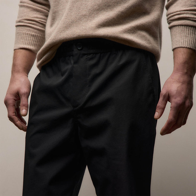 Elevated Cotton Twill Drawstring Trouser in Black | James Perse Los Angeles