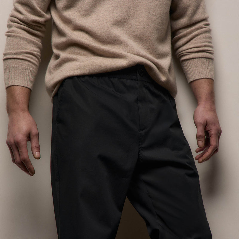 Elevated Cotton Twill Drawstring Trouser in Black | James Perse Los Angeles