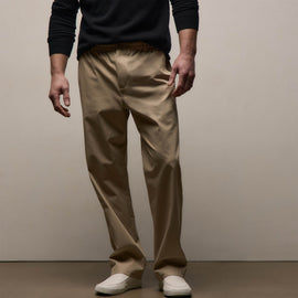 Elevated Cotton Twill Drawstring Trouser in Light Khaki | James Perse Los Angeles