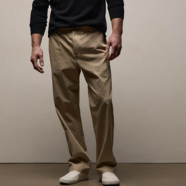 Elevated Cotton Twill Drawstring Trouser in Light Khaki | James Perse Los Angeles