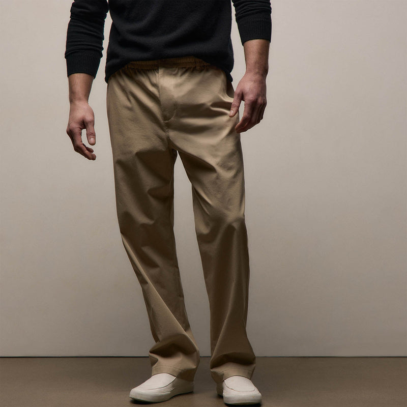 Elevated Cotton Twill Drawstring Trouser in Light Khaki | James Perse Los Angeles