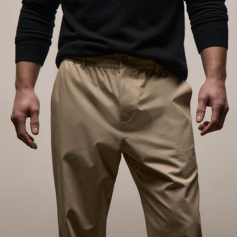 Elevated Cotton Twill Drawstring Trouser in Light Khaki | James Perse Los Angeles