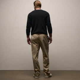 Elevated Cotton Twill Drawstring Trouser in Light Khaki | James Perse Los Angeles