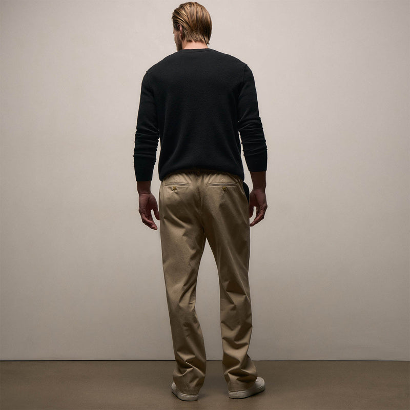 Elevated Cotton Twill Drawstring Trouser in Light Khaki | James Perse Los Angeles