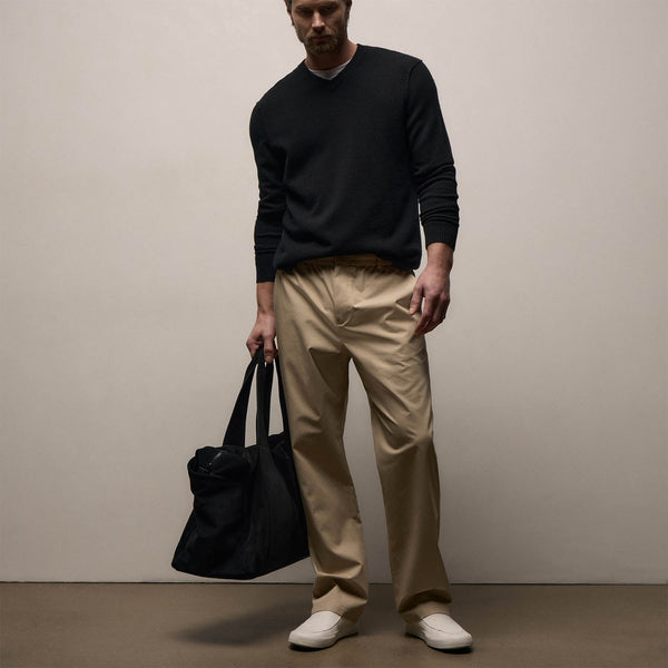 Elevated Cotton Twill Drawstring Trouser in Light Khaki | James Perse Los Angeles