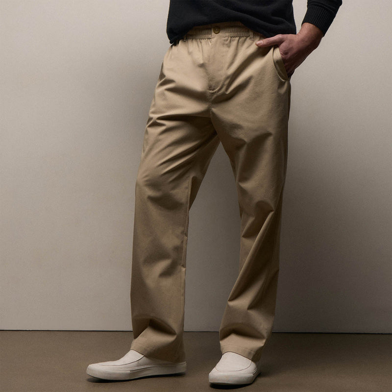 Elevated Cotton Twill Drawstring Trouser in Light Khaki | James Perse Los Angeles