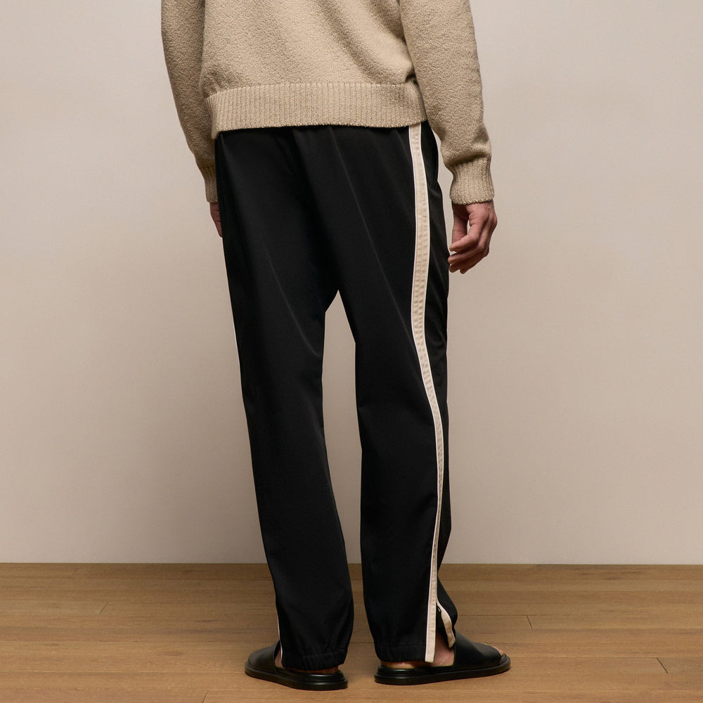 Elevated Cotton Twill Track Pant in Black/Latte/White | James Perse Los Angeles