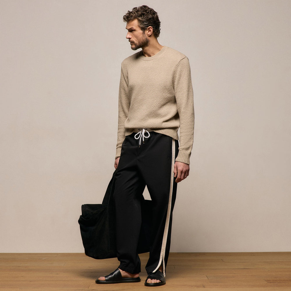 Elevated Cotton Twill Track Pant in Black/Latte/White | James Perse Los Angeles