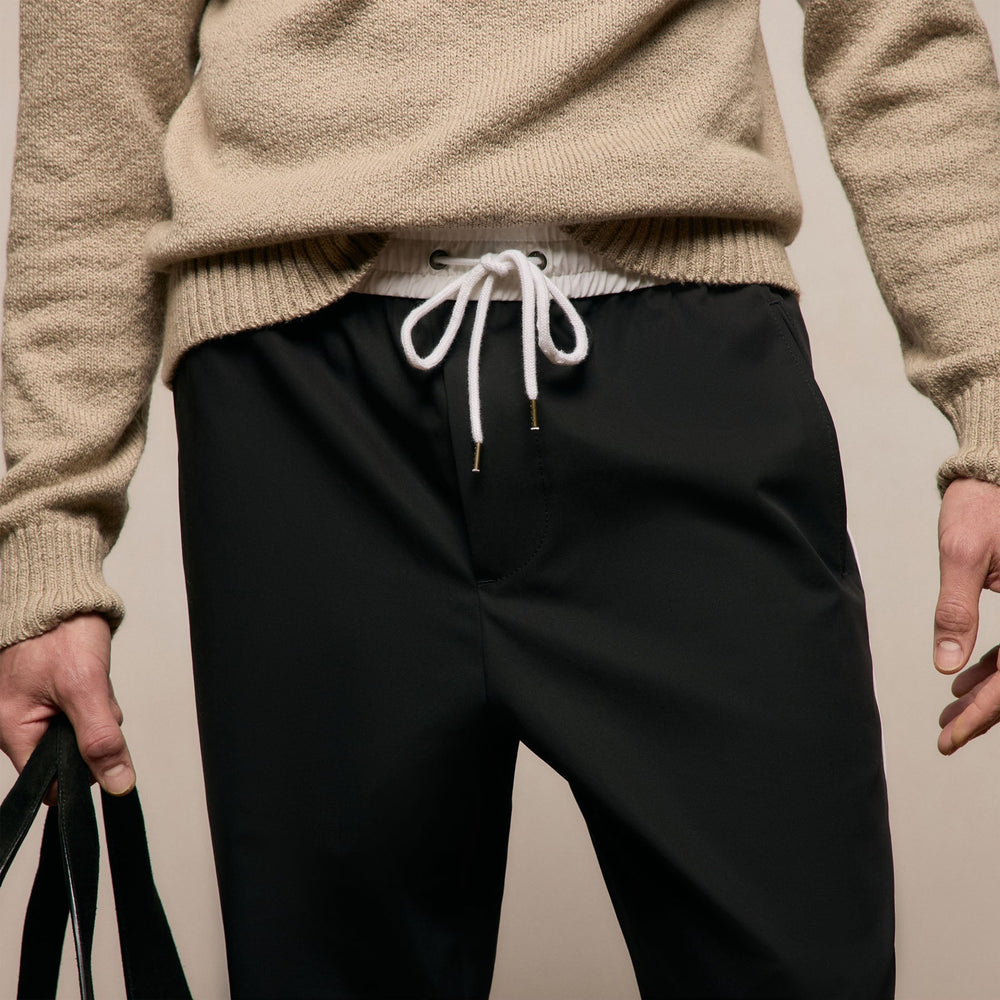 Elevated Cotton Twill Track Pant in Black/Latte/White | James Perse Los Angeles