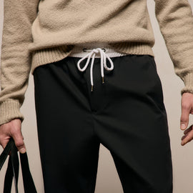 Elevated Cotton Twill Track Pant in Black/Latte/White | James Perse Los Angeles