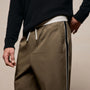 Elevated Cotton Twill Track Pant in Light Olive/Black/White | James Perse Los Angeles