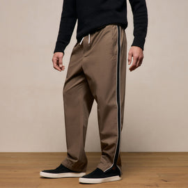 Elevated Cotton Twill Track Pant in Light Olive/Black/White | James Perse Los Angeles