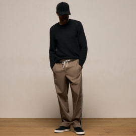 Elevated Cotton Twill Track Pant in Light Olive/Black/White | James Perse Los Angeles