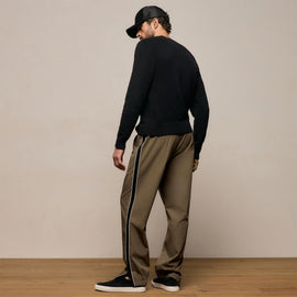 Elevated Cotton Twill Track Pant in Light Olive/Black/White | James Perse Los Angeles