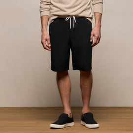 Elevated Cotton Twill Track Short in Black/Latte/White | James Perse Los Angeles