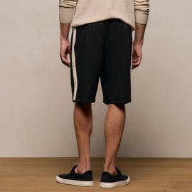 Elevated Cotton Twill Track Short in Black/Latte/White | James Perse Los Angeles