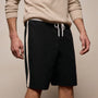 Elevated Cotton Twill Track Short in Black/Latte/White | James Perse Los Angeles