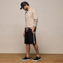 Elevated Cotton Twill Track Short in Black/Latte/White | James Perse Los Angeles