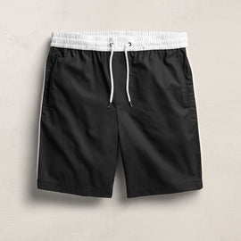 Elevated Cotton Twill Track Short in Black/Latte/White | James Perse Los Angeles