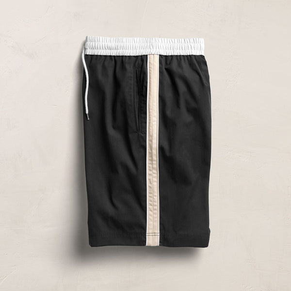 Elevated Cotton Twill Track Short in Black/Latte/White | James Perse Los Angeles