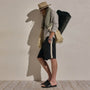 Elevated Cotton Twill Track Short in Black/Latte/White | James Perse Los Angeles
