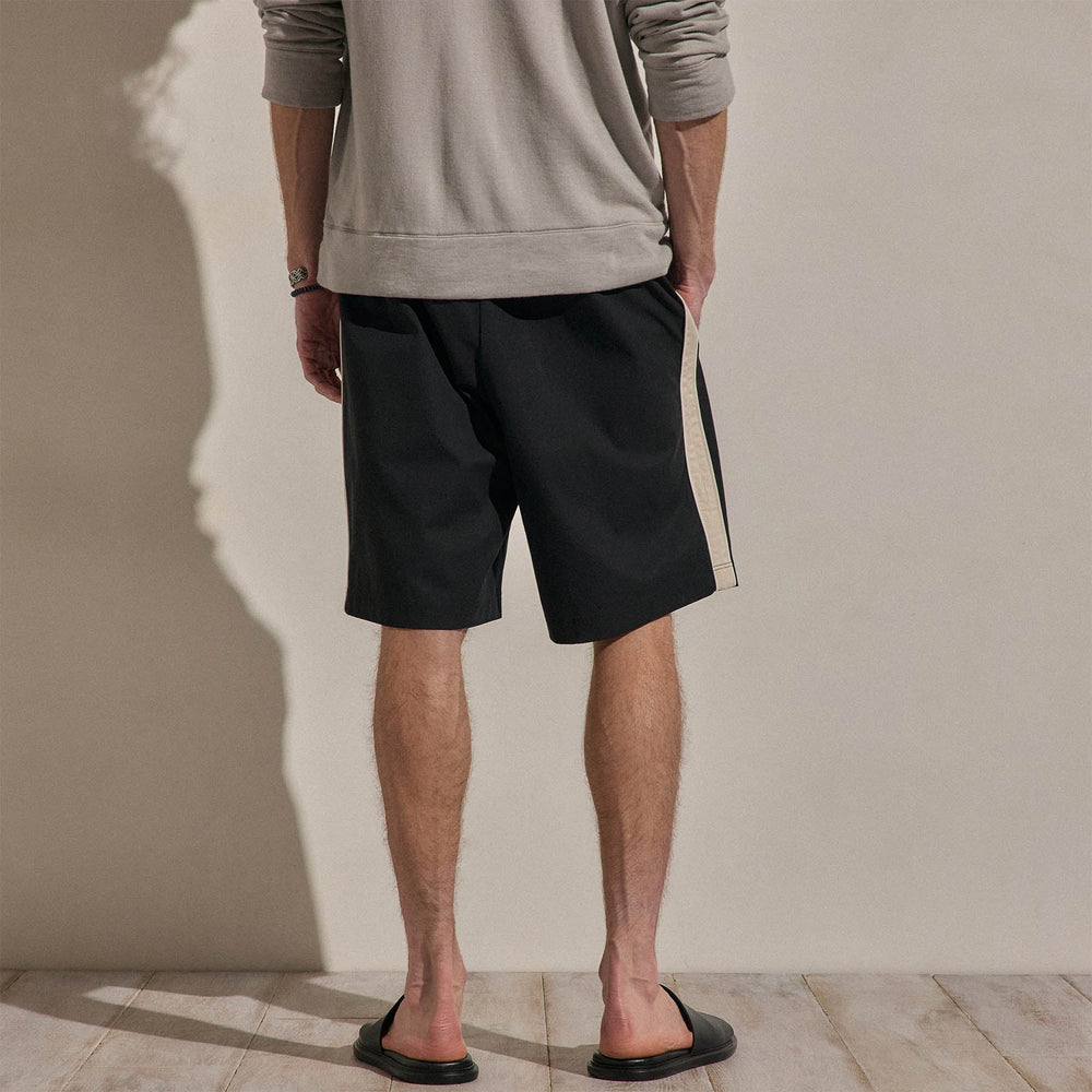 Elevated Cotton Twill Track Short in Black/Latte/White | James Perse Los Angeles