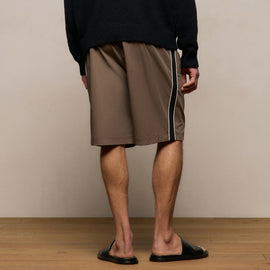 Elevated Cotton Twill Track Short in Light Olive/Black/White | James Perse Los Angeles