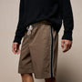 Elevated Cotton Twill Track Short in Light Olive/Black/White | James Perse Los Angeles