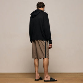 Elevated Cotton Twill Track Short in Light Olive/Black/White | James Perse Los Angeles