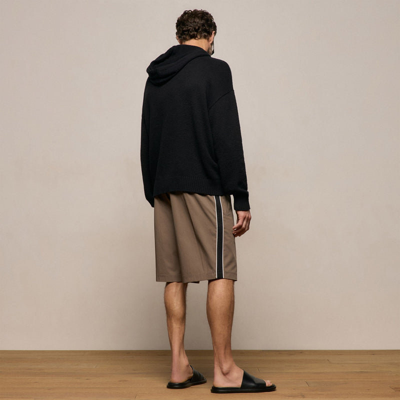 Elevated Cotton Twill Track Short in Light Olive/Black/White | James Perse Los Angeles