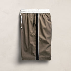 Elevated Cotton Twill Track Short in Light Olive/Black/White | James Perse Los Angeles