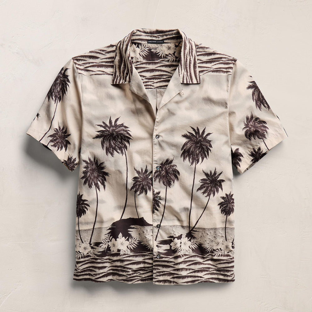 Palm Printed Shirt in Stone | James Perse Los Angeles