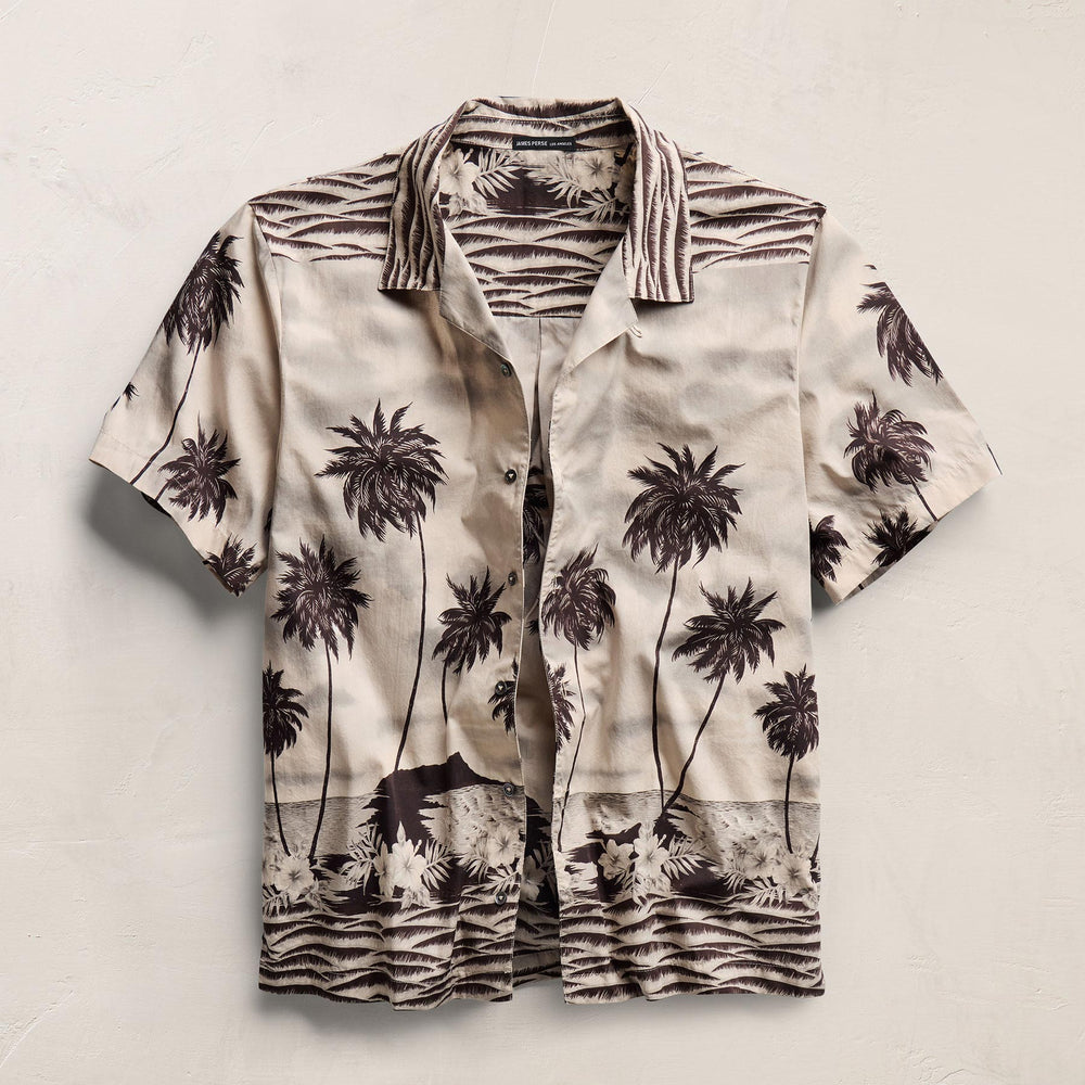 Palm Printed Shirt in Stone | James Perse Los Angeles