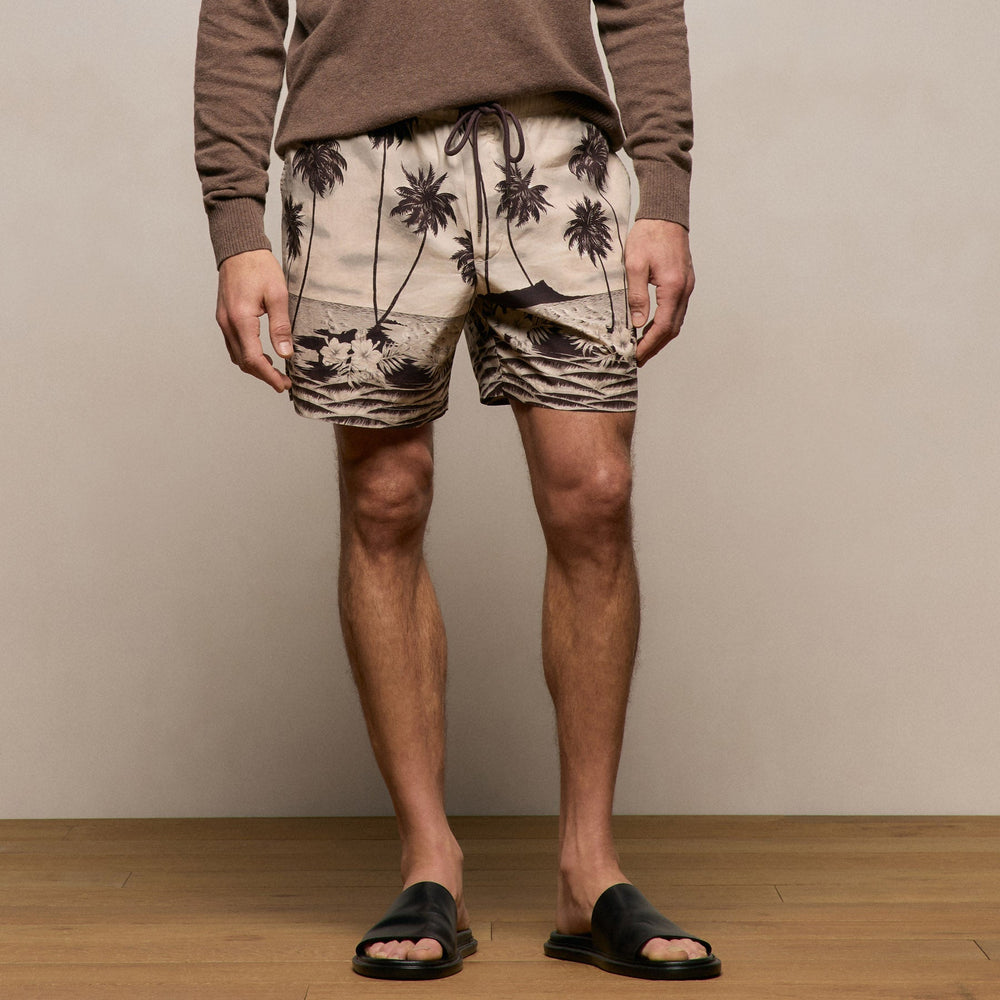 Palm Printed Short in Stone | James Perse Los Angeles