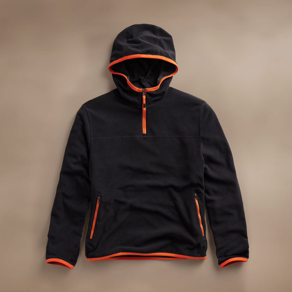 Tech Waffle Performance Hoodie  in Black/Orange | James Perse Los Angeles