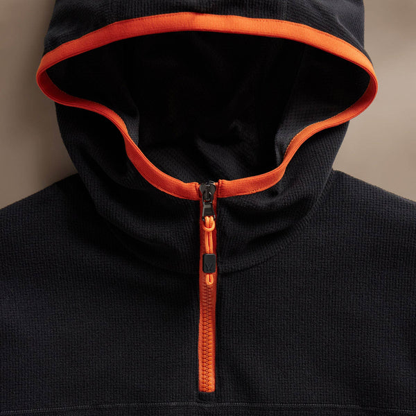 Tech Waffle Performance Hoodie  in Black/Orange | James Perse Los Angeles