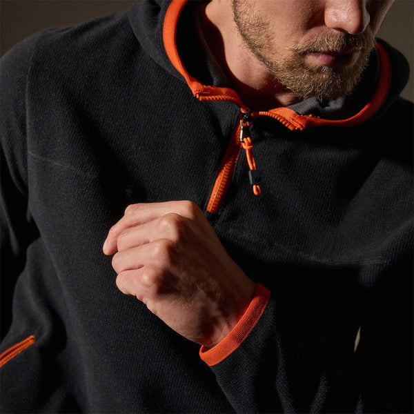 Tech Waffle Performance Hoodie  in Black/Orange | James Perse Los Angeles