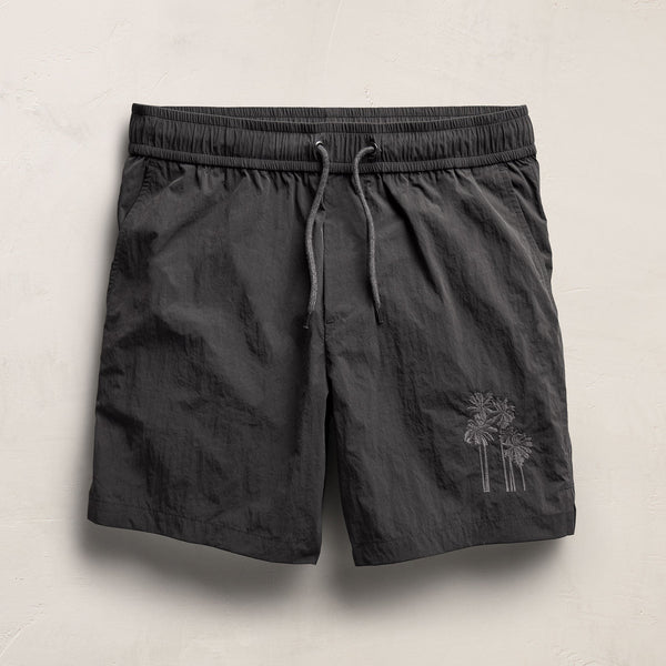 Palm Embroidered Boardshort in Carbon | James Perse Los Angeles