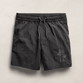 Palm Embroidered Boardshort in Carbon | James Perse Los Angeles