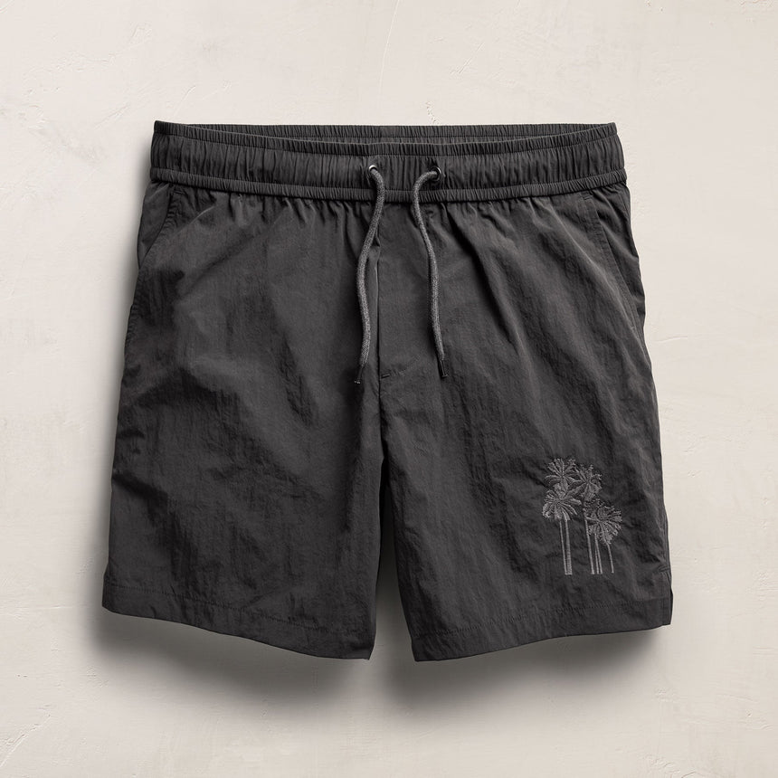 Palm Embroidered Boardshort in Carbon | James Perse Los Angeles