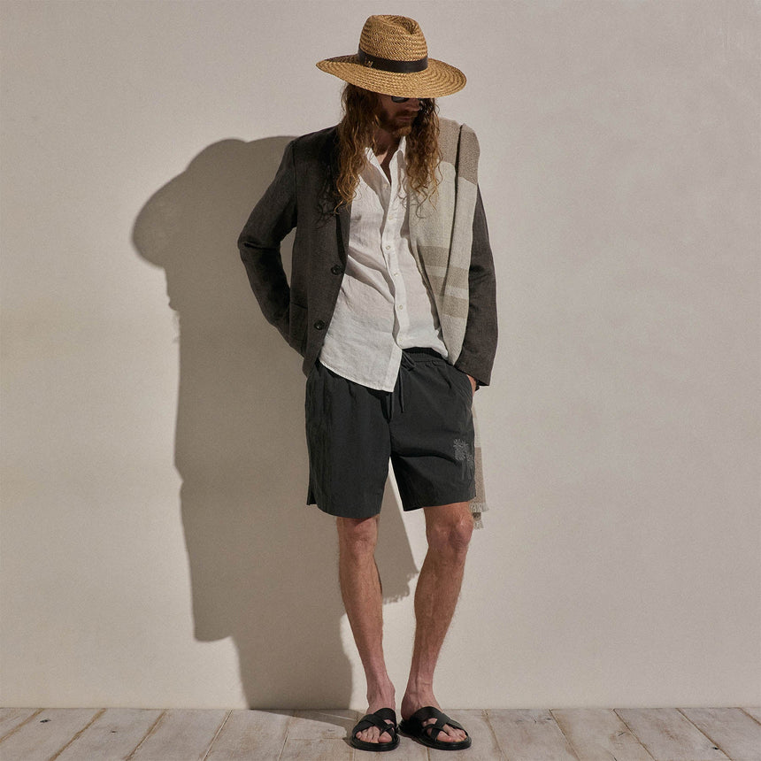 Palm Embroidered Boardshort in Carbon | James Perse Los Angeles