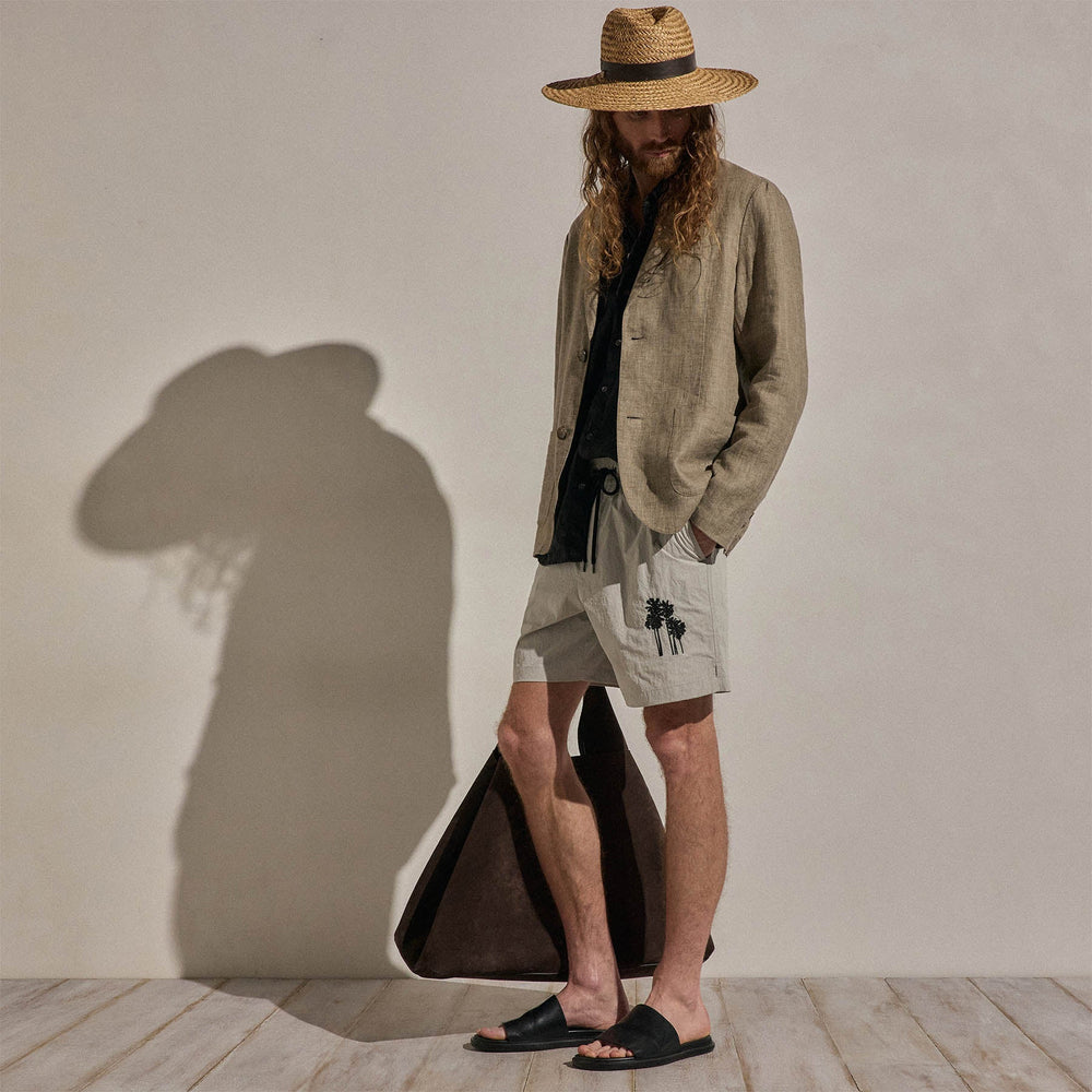 Palm Embroidered Boardshort in Salt | James Perse Los Angeles