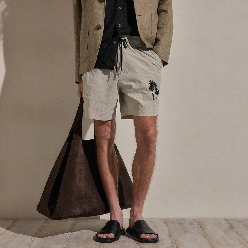 Palm Embroidered Boardshort in Salt | James Perse Los Angeles