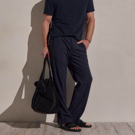 Lighweight Wool Pull On Trouser in Blue Noir | James Perse Los Angeles