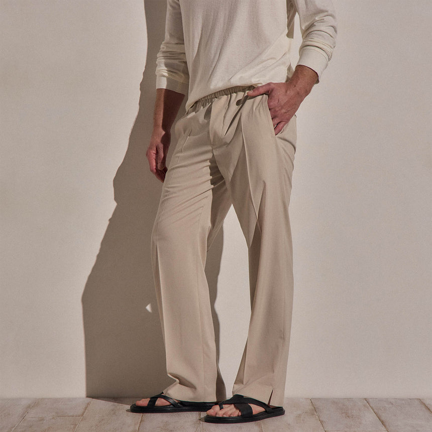 Lighweight Wool Pull On Trouser in Flax | James Perse Los Angeles