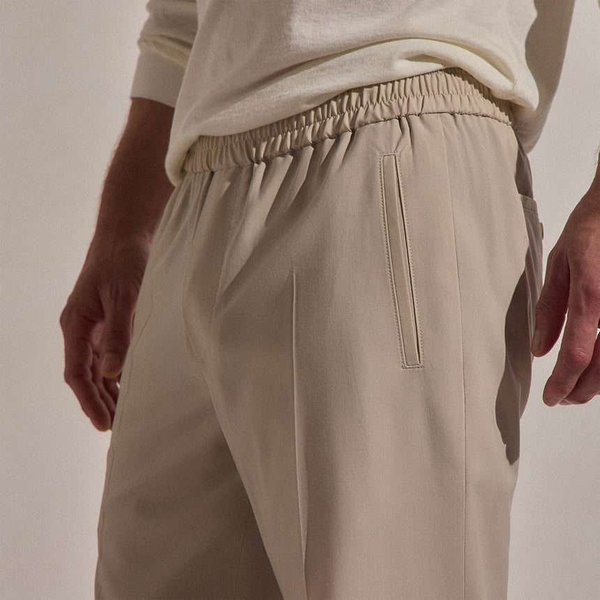Lighweight Wool Pull On Trouser in Flax | James Perse Los Angeles