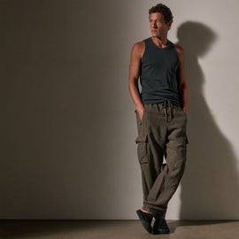 Textured Linen Flight Pant in Army Green | James Perse Los Angeles