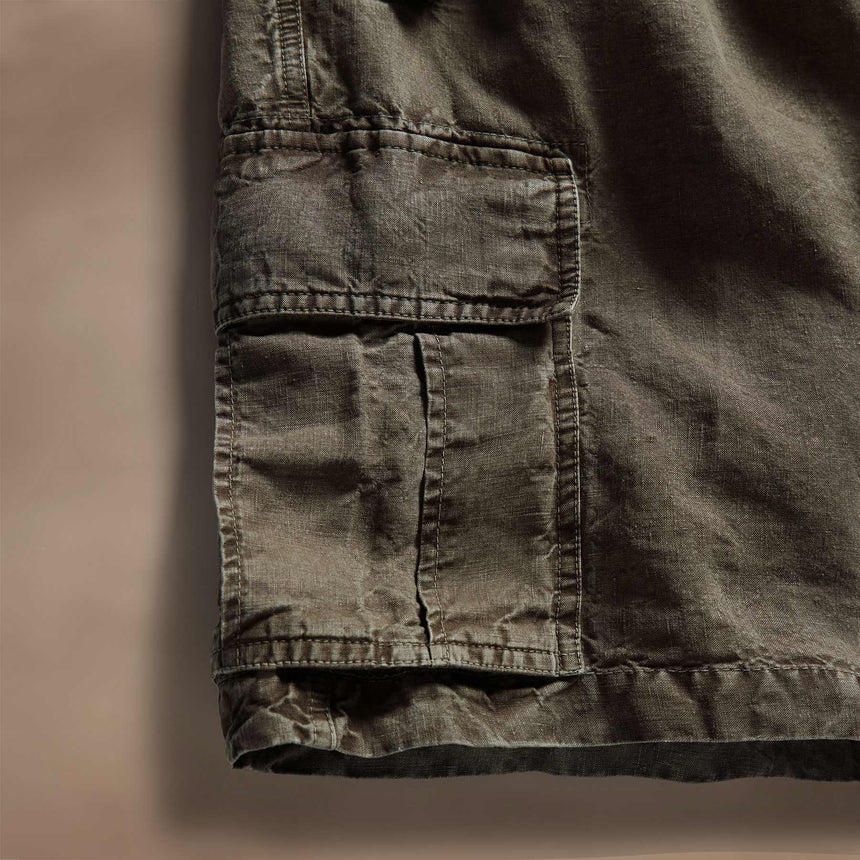 Textured Linen Flight Short in Army Green | James Perse Los Angeles
