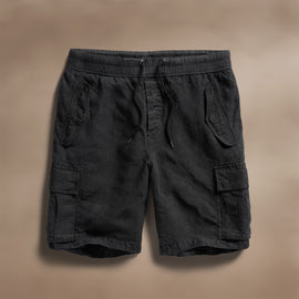 Textured Linen Flight Short in Black | James Perse Los Angeles