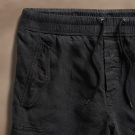 Textured Linen Flight Short in Black | James Perse Los Angeles